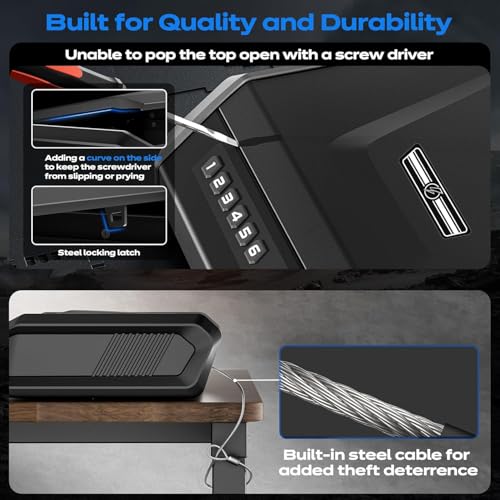 TOPMEDA 270 cu in Biometric Gun Safe with LCD Display, Fast Access, Keypad & Rechargeable Battery