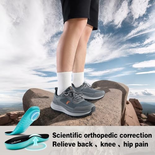 Men's Orthopedic Waterproof Trail Running Shoes W2-Grey 10.5 - Comfortable Arch Support for Foot Pain