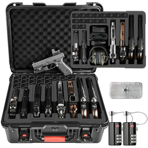 8-Pistol Gun Case & 15 Magazine Storage with Lock - Modular Tactical Case Variation of THIS listing