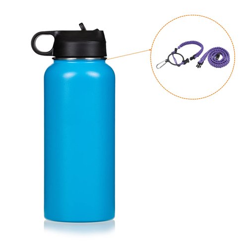 PATIKIL Water Bottle Holder, Paracord Handle Lanyard Strap Carrier with Ring for 12oz to 64oz Wide Mouth Bottles, Purple