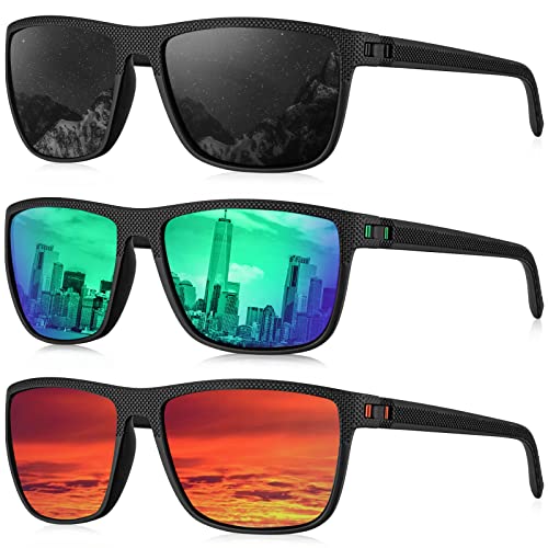 KALIYADI Polarized Sunglasses Men - Lightweight UV Protection for Driving, Fishing, Golf - Black/Green/Red