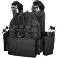 Tactical Outdoor Carrier Vest - Black, Adjustable, Padded MOLLE System