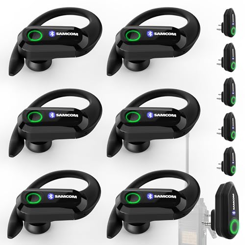 SAMCOM X7 6-Pack Bluetooth Headsets for Walkie Talkies, 2 Pin K Plug, Business Communication