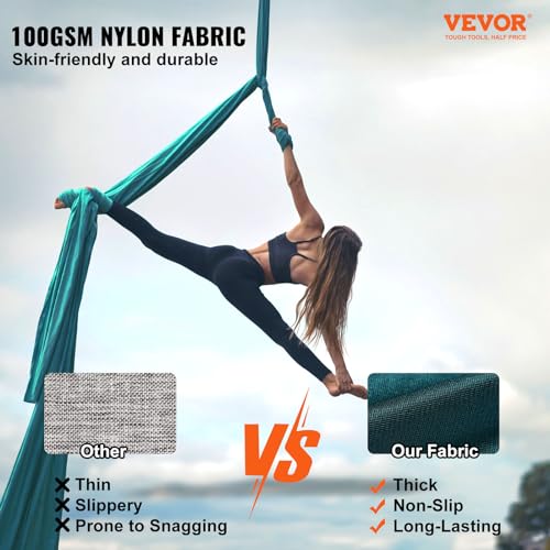 Aerial Yoga Swing Kit with 11 Yards Green Nylon Fabric Full Rigging Hardware