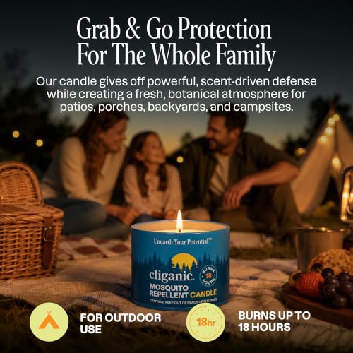 Cliganic Citronella Candle Set - Outdoor Mosquito Repellent 4 Pack, 4oz Each