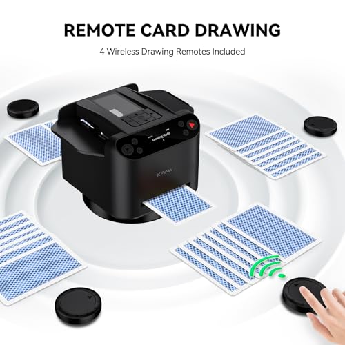 KPAW Automatic Card Shuffler & Dealer for 1-2 Decks, Supports 12 Players - Black with 4 Remotes B