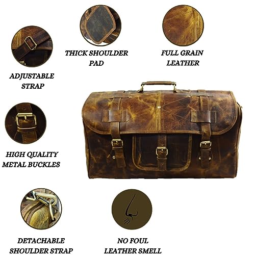 Urban Dezire Leather Travel Duffel Bag 20-inch Gym & Weekend Bag