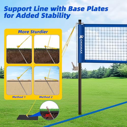 OKKMAX Blue Outdoor Volleyball Net Set with Adjustable Poles, Anti-Sag Design & Accessories