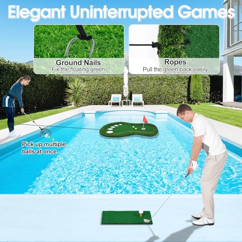 KEMLDIVS Floating Golf Green Pool Game 35x23 Inch - Patented Design, Complete Set
