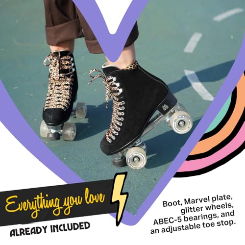 Women’s Moxi Panther Roller Skates - Black Suede High-Top, 7 Variation