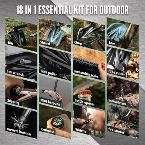Zune Lotoo Tactical Survival Shovel Multi-Tool Folding Camping Shovel