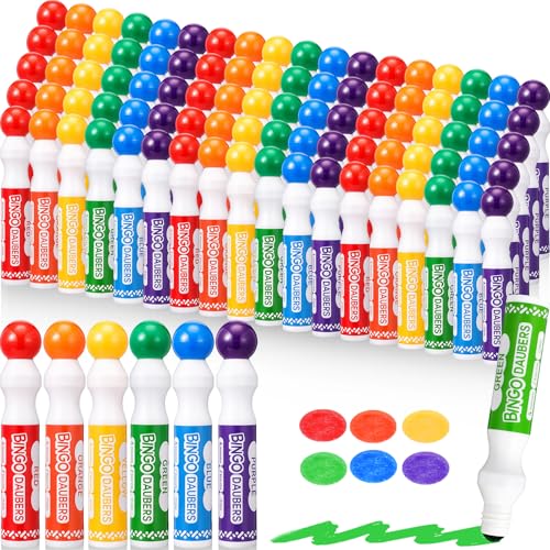 96 Pack Mixed Color Bingo Daubers Dot Markers - 6 Colors, 15ml Capacity