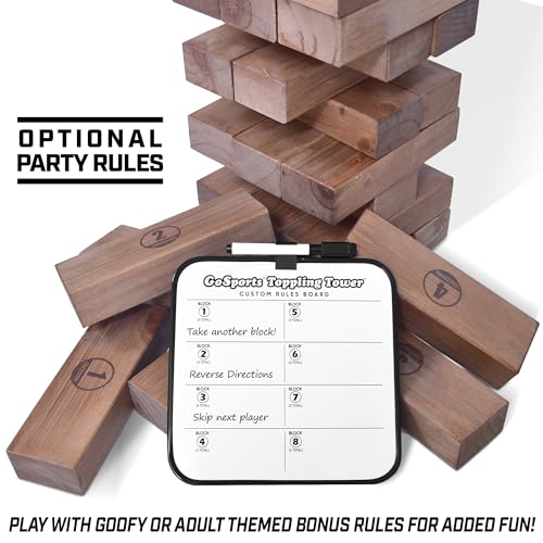 GoSports Giant Wooden Stacking Game - Brown Stain, 5ft Tall, Includes Carrying Case