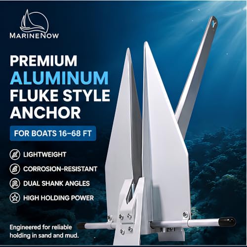 MarineNow Aluminum Fluke Boat Anchor EX-4 16-27' - Lightweight, Corrosion-Resistant, 4 lbs