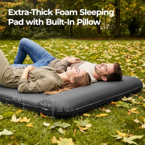 OGERY 3.15-Inch Memory Foam Sleeping Pad with Electric Pump - Grey, Full