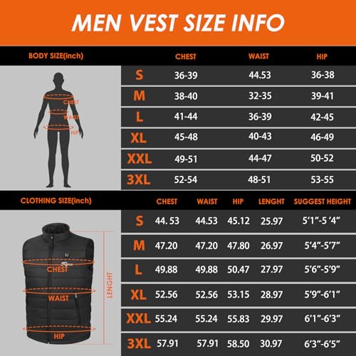 Telguua Men's Heated Vest with Battery Pack - Large Black Winter Outerwear