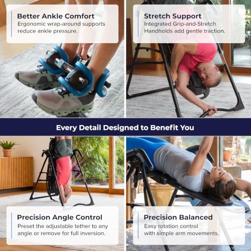 TEETER EP-560 Classic Inversion Table for Back Pain Relief, FDA Registered, 300 lb Capacity