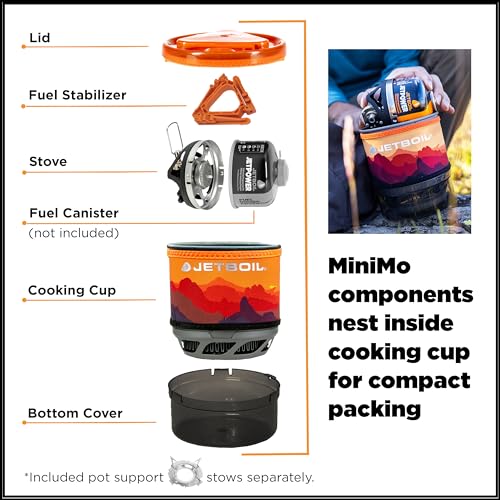 Jetboil MiniMo Camping Stove Cooking System Sunset with Adjustable Heat Control