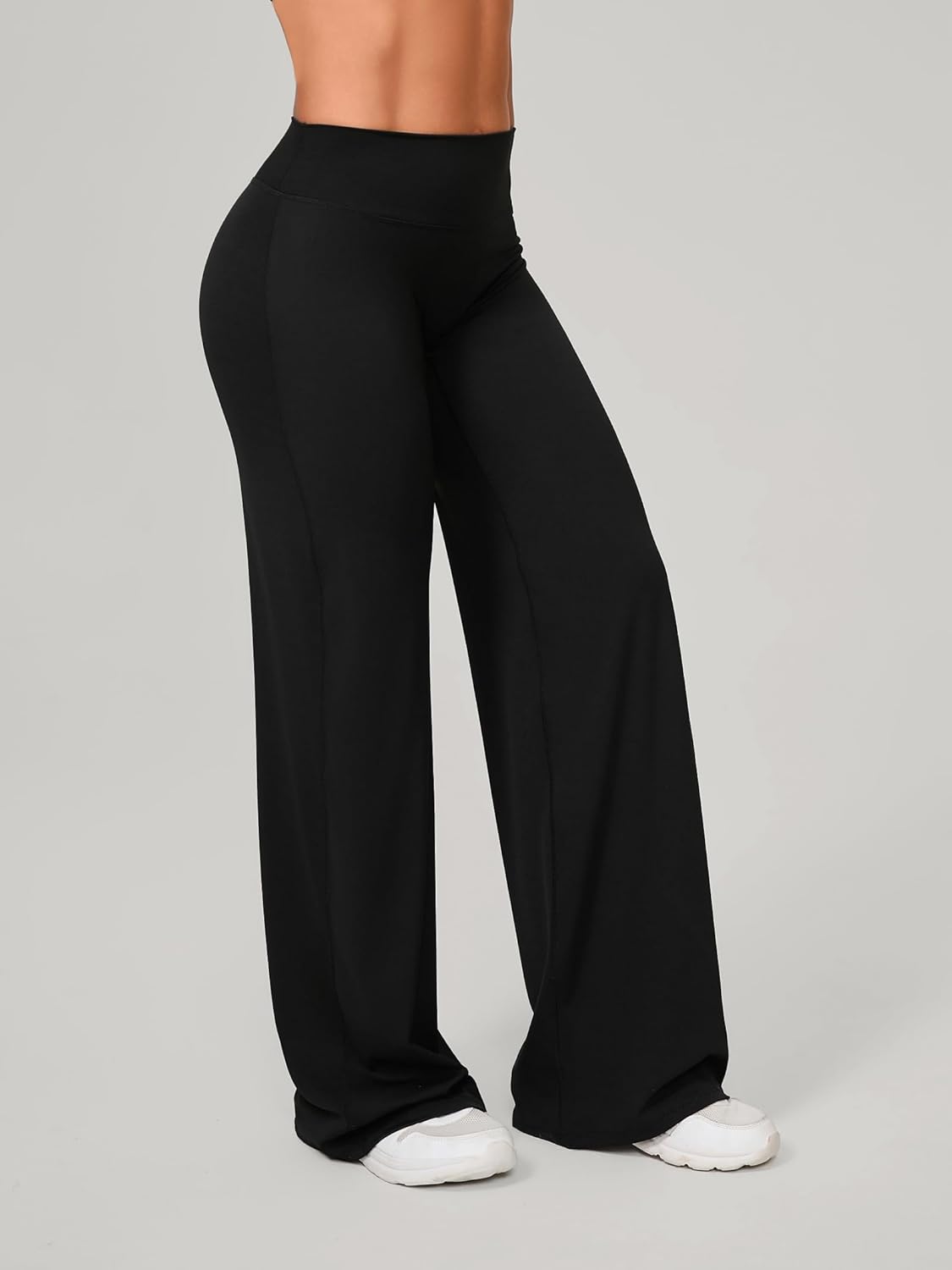 ABOCIW Women's High Waist Straight Leg Leggings - No Front Seam Yoga Pants for Gym & Workout
