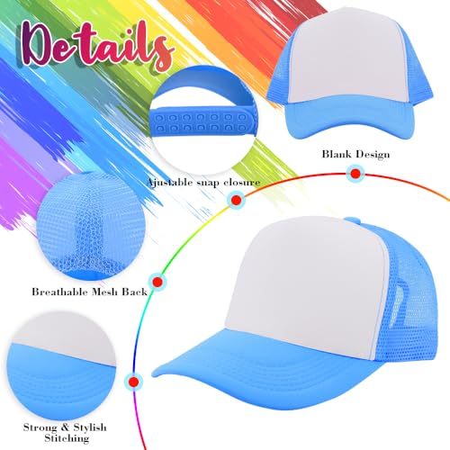 Lblue White 24 Pcs Sublimation Mesh Trucker Hats Baseball Cap for Men Women
