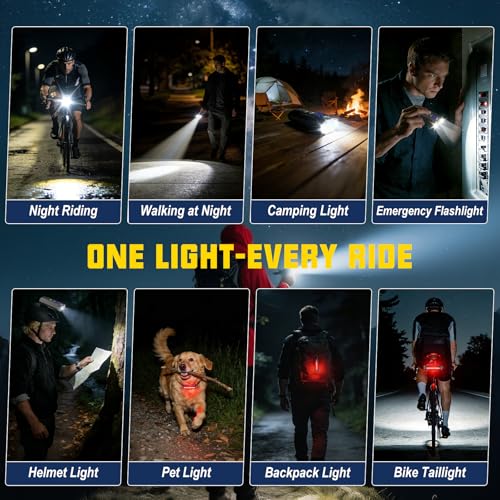 Bike Light Set 8000 Lumens Headlight & Taillight for Night Cycling