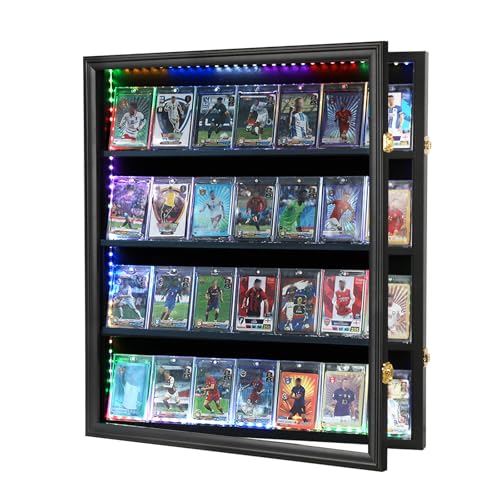 24-Card LED Trading Card Display Frame with Wooden Case - Black Variation
