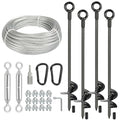 Hangner 4-Piece 30-Inch Heavy Duty Ground Anchor Kit with Galvanized Cable & Turnbuckles for Sheds, Greenhouses, Trampolines, and Outdoor Structures