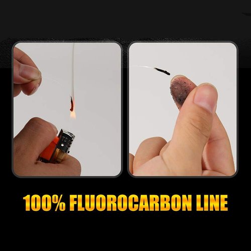 ANGRYFISH Fluorocarbon Fishing Line - 100% Invisible Underwater, Ultralow Stretch, 2-30LB Options