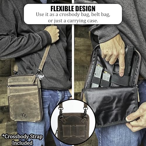Dark Brown UC Leather Concealed Carry Gun Case with Holster & Waist Belt