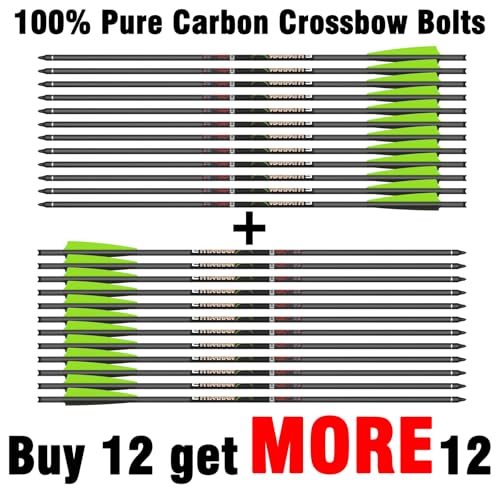 Sanlida 20 Inch Green Warpath 9 Carbon Crossbow Bolts ±0.003" Straightness, 24 pcs