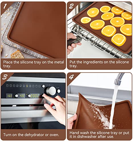 Silicone Dehydrator Sheets with Raised Edges for Fruit Leather & Food Drying