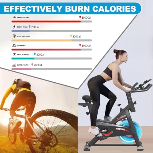 GOFLYSHINE Black Stationary Exercise Bike with LCD Monitor & Adjustable Seat