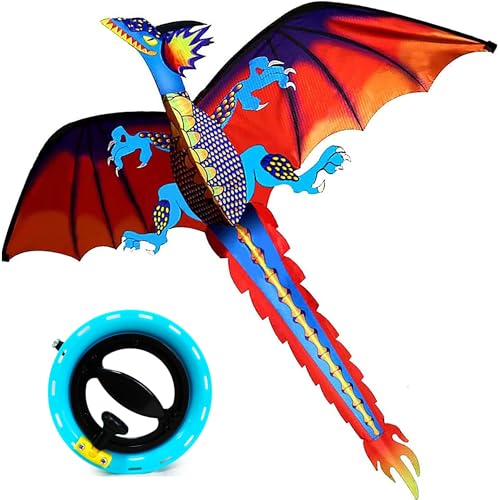 Dragon Kite with Reel - Upgraded Classical Stereoscopic Flying Kites for Kids & Adults