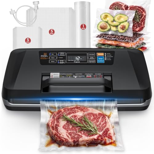 ROUUO Black 230W Vacuum Sealer Machine with 95KPa & Built-in Cutter