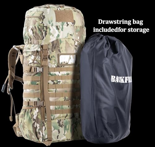 75L Camo Tactical Backpack with Internal Frame, MOLLE & Hydration System - Backferry