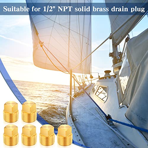 6 Pack 1/2 Inch Brass Boat Drain Plugs - Waterproof and Corrosion Resistant