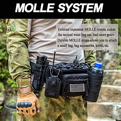 Meprona Tactical Fanny Pack 1 Pack Black Military Waist Bag Outdoor Utility