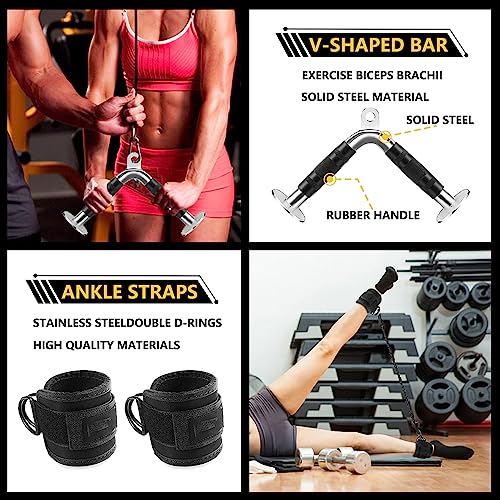 WNOEY Cable Machine Attachments Set for Home Gym - Lat Pulldown & Tricep Ropes