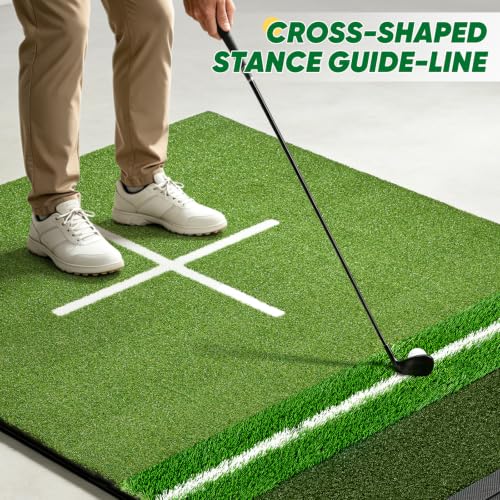 Golf Hitting Mat 3'11 x 5'2 Inch 26-45mm Thick with 3 Turf Zones & Ball Tray - Indoor & Outdoor Practice