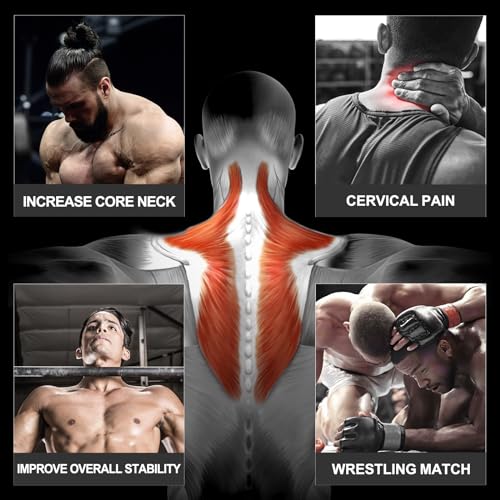 Black Neck Harness for Strength Training with 30-Inch Steel Chain - Heavy Duty Support
