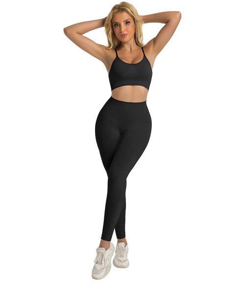 YOAKUKA Women's 4 Piece Workout Sets Seamless Acid Wash Yoga Outfits with Short Sleeve Top Sports Bra Biker Shorts High Waist Leggings Active Set