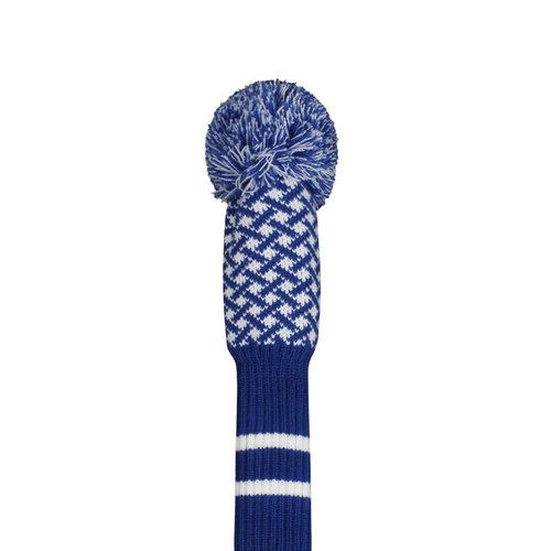 Scott Edward Personalized Knit Golf Club Covers 4 Counts for Woods and Driver Fit Max Drivers Fairways Hybrids/Utility Big Pom Pom Customized Patterns Decorate Golf Bags (Blue Reticulated)