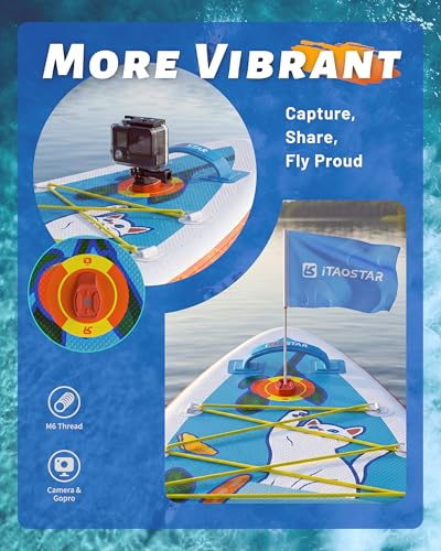 iTAOSTAR Joyful Voyagers Inflatable Stand Up Paddle Board with Full Accessories (Yellow Pets Edition)