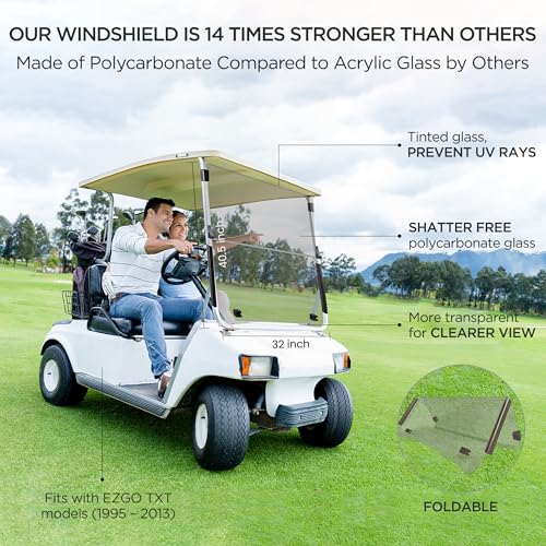 ZivPlay EZGO TXT 1995-2013 Golf Cart Windshield Replacement with UV Protection