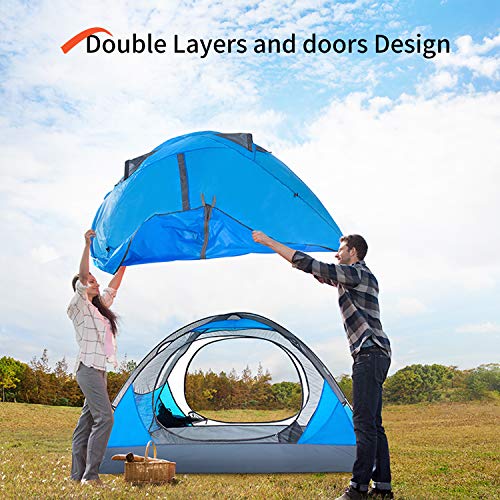 BISINNA 4-Person Blue Camping Tent Waterproof Lightweight Family Tent