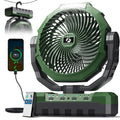FRIZCOL 3-in-1 Portable Camping Fan with 48000mAh Battery, Light & Remote - Green
