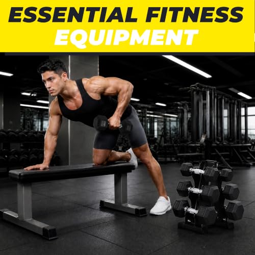 60lb Dumbbell Set - Rubber Coated Hex Weights for Home Gym Training
