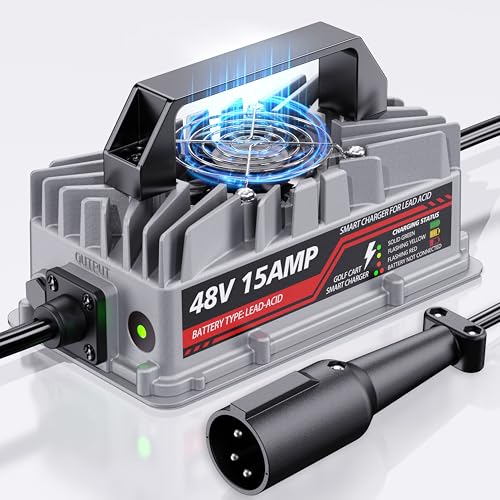 48V Lead Acid Golf Cart Battery Charger for Club Car Precedent & DS - 3-Pin Waterproof Smart Charger - Silver - Variation of This Listing