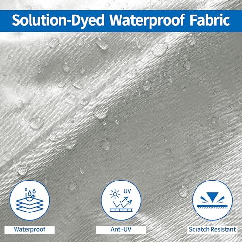 Trailerable Boat Cover 20-23 Ft Waterproof Heavy Duty V-Hull Fish & Ski Cover with Storage Bag - Silver / 20'-23' Long, 100" Wide
