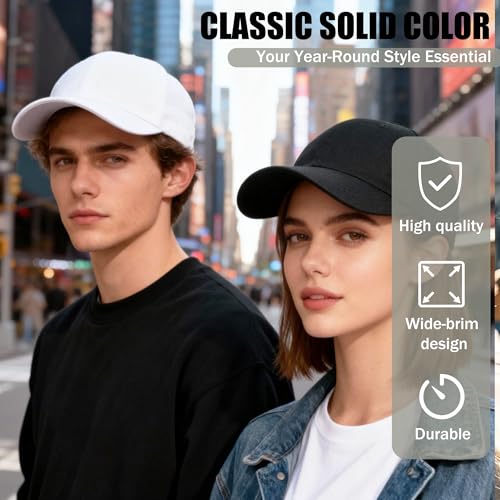 Cotton Baseball Caps 2-Pack for Men Women Adjustable Black and White